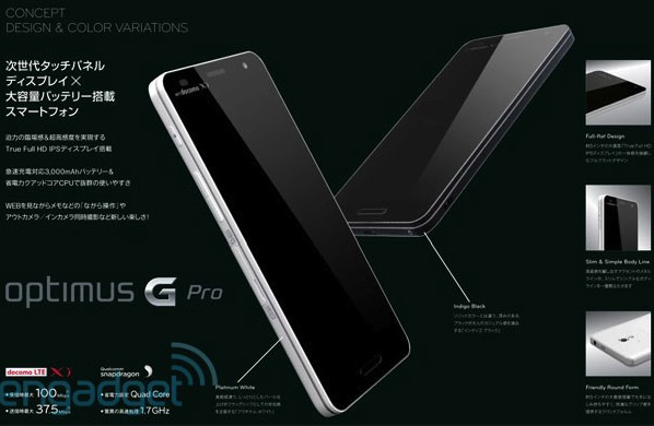 lg optimus g pro specs leaked; 5" 1080p display and more