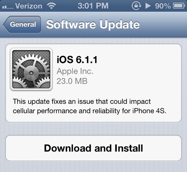 apple released ios 6.1.1 to increase cellular performance of 4s