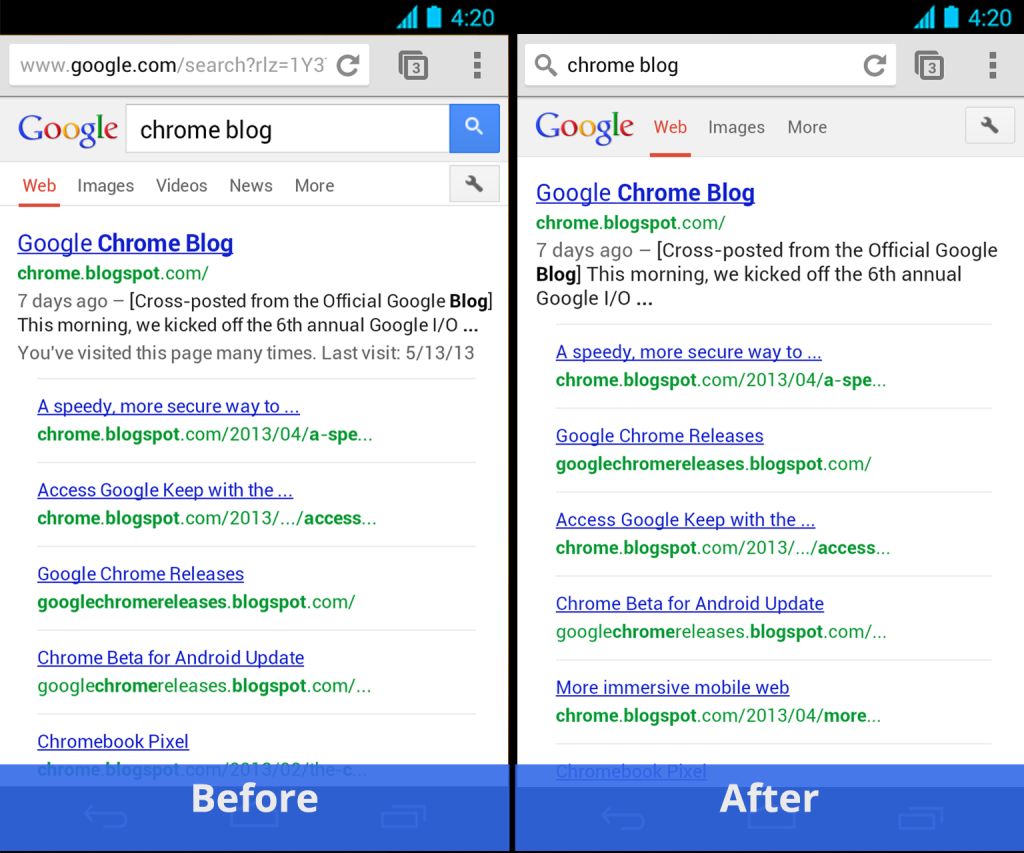 chrome for android simpler search