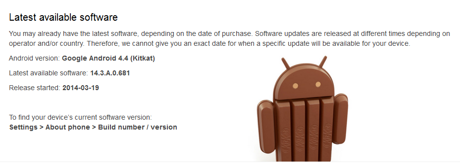 android 4.4.2 update out for xperia z1