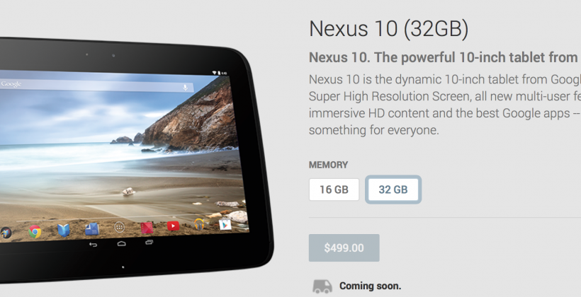 nexus 10 tablet 2014