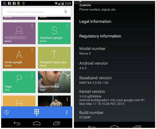 android 4.4.3 redesigned dialer app