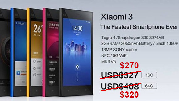 xiaomi mi3 is now cheaper