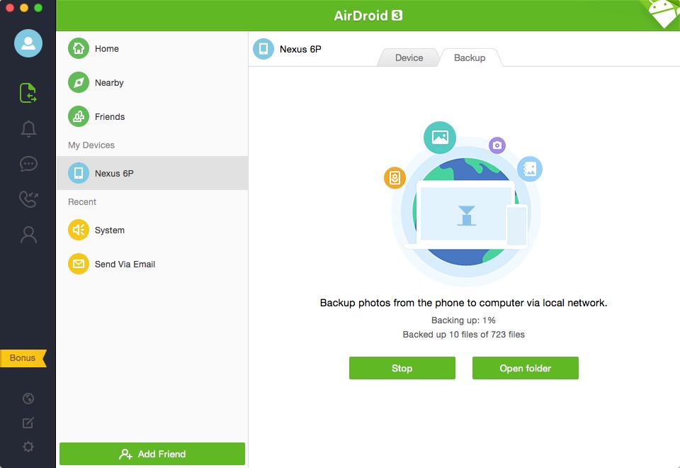 airdroid photos backup