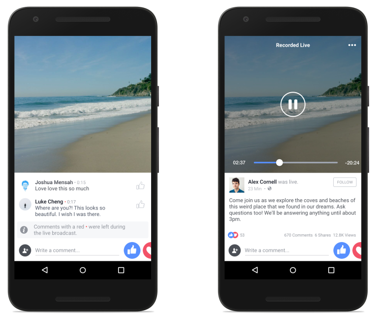 facebook live streaming feature