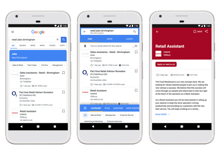 Google Search job hunt feature now available in the UK